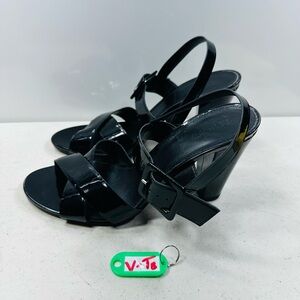 J. Crew "Sydney" Black Patent Leather Strappy Block Heel Sandals Sz.8